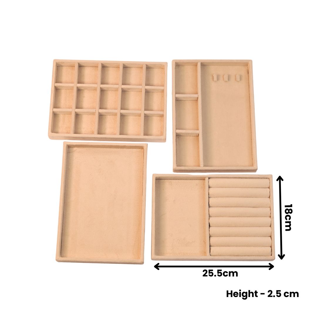 TBT Set of 4 Suede Drawer Jewelry Organizer Trays