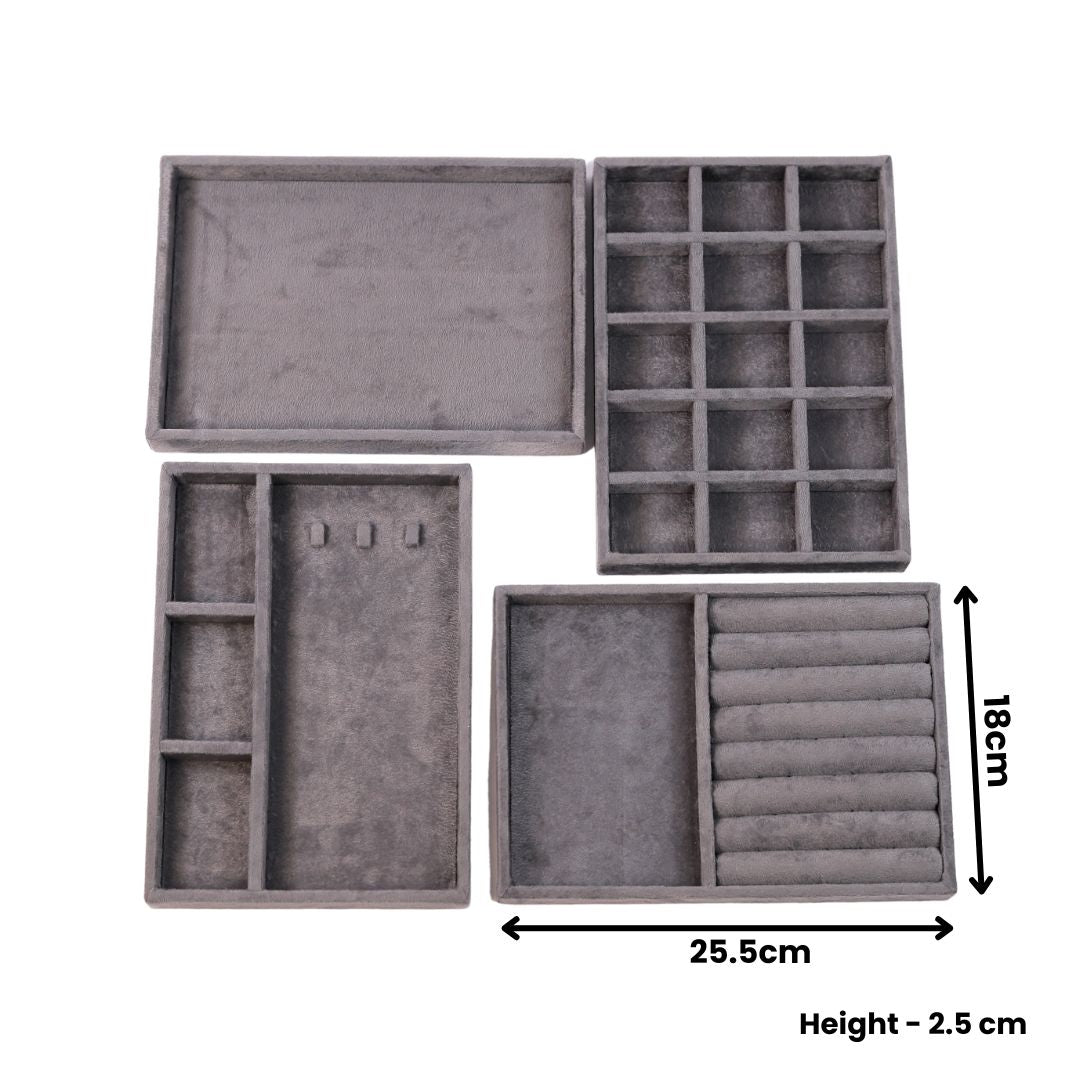 TBT Set of 4 Suede Drawer Jewelry Organizer Trays