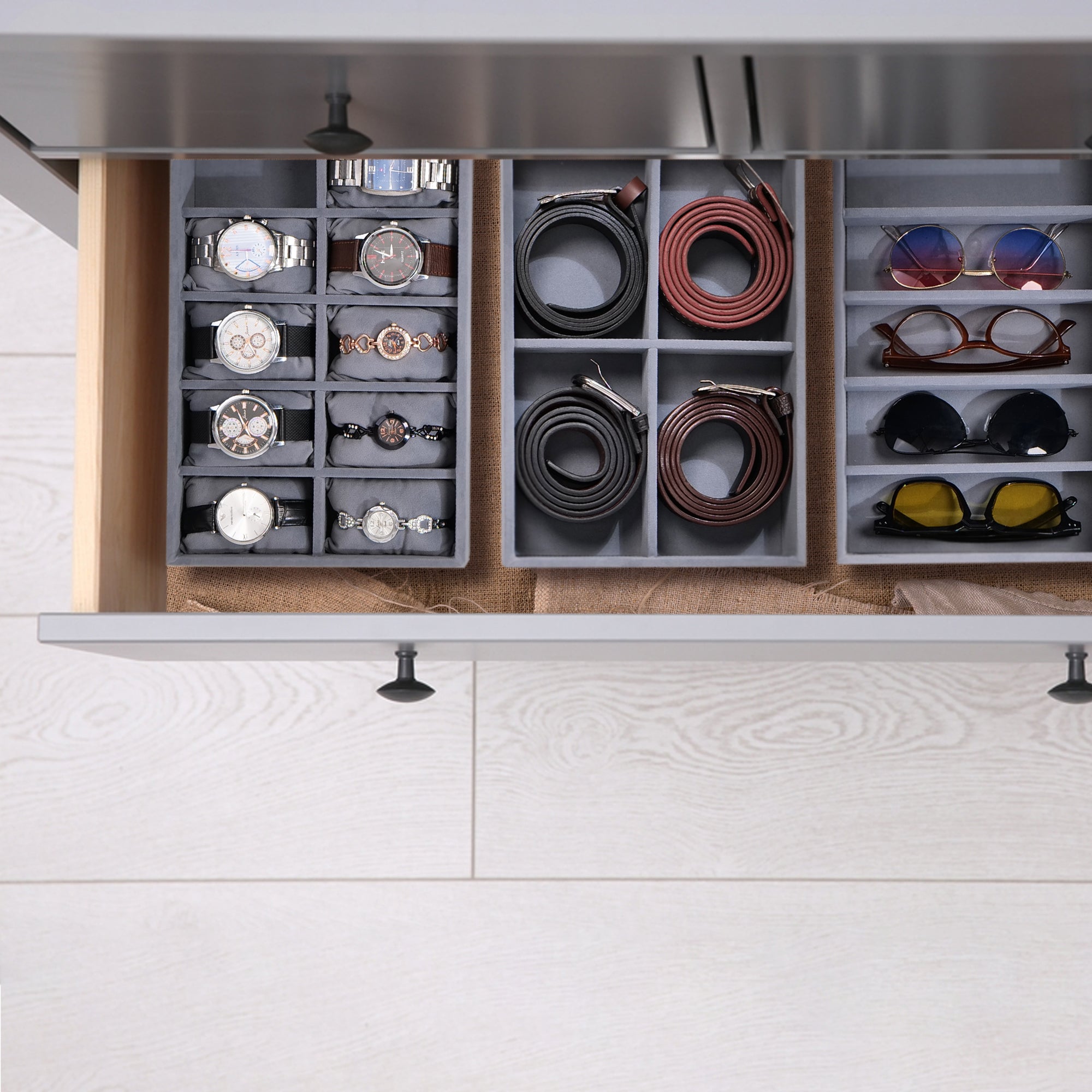 Combo of Watch, Sunglass & Belt Organizer Trays