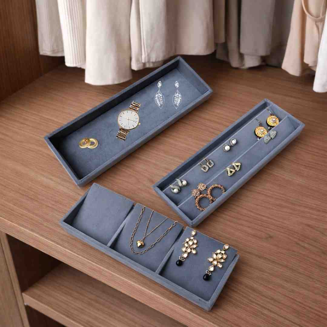 Jewellery Storage Tray Combo (3 Grid Necklace, Earring & Plain Organiser)