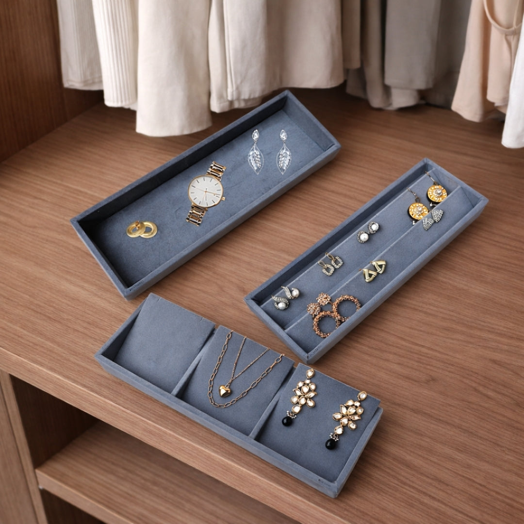 Jewellery Storage Tray Combo (3 Grid Necklace, Earring & Plain Organiser)