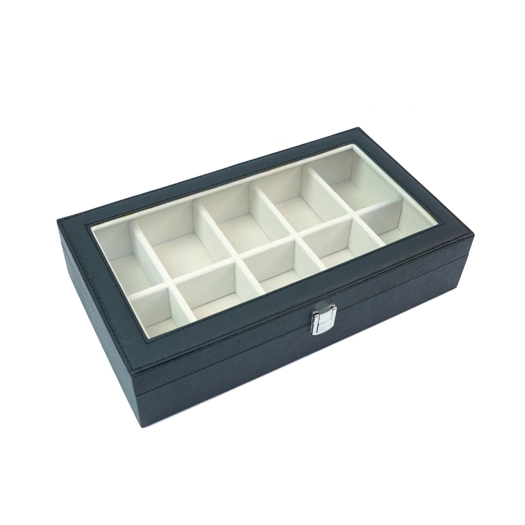 TBT 10 Slot Tie & Pocket Square Box With Open