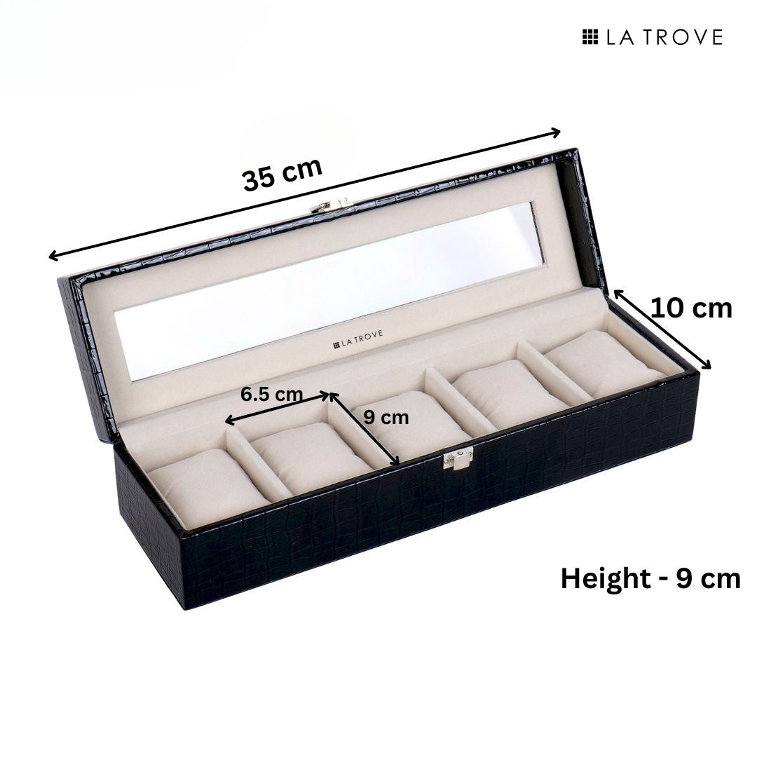 5 Slot Watch Box (With Glass Top)