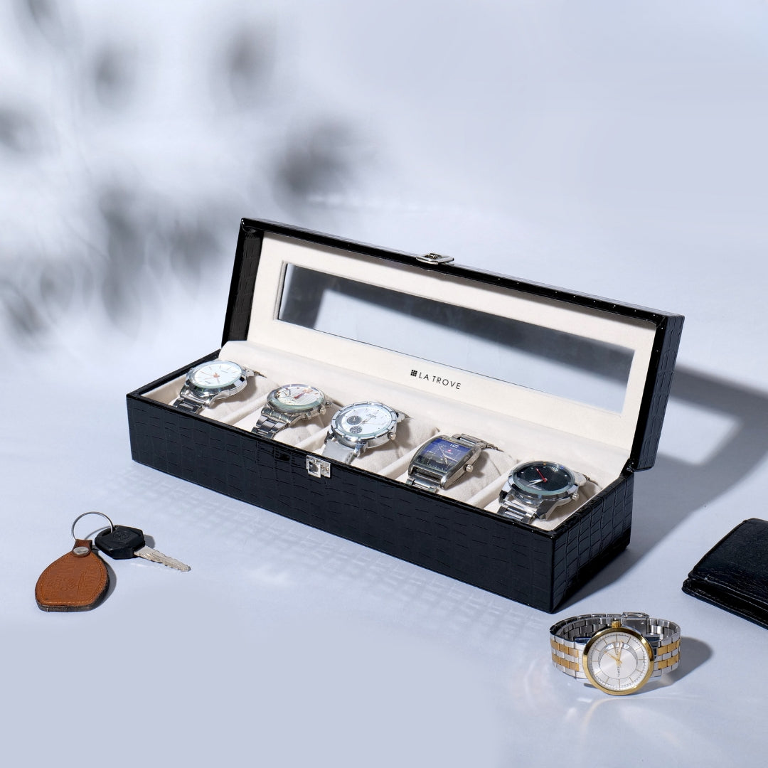 5 Slot Watch Box (With Glass Top)