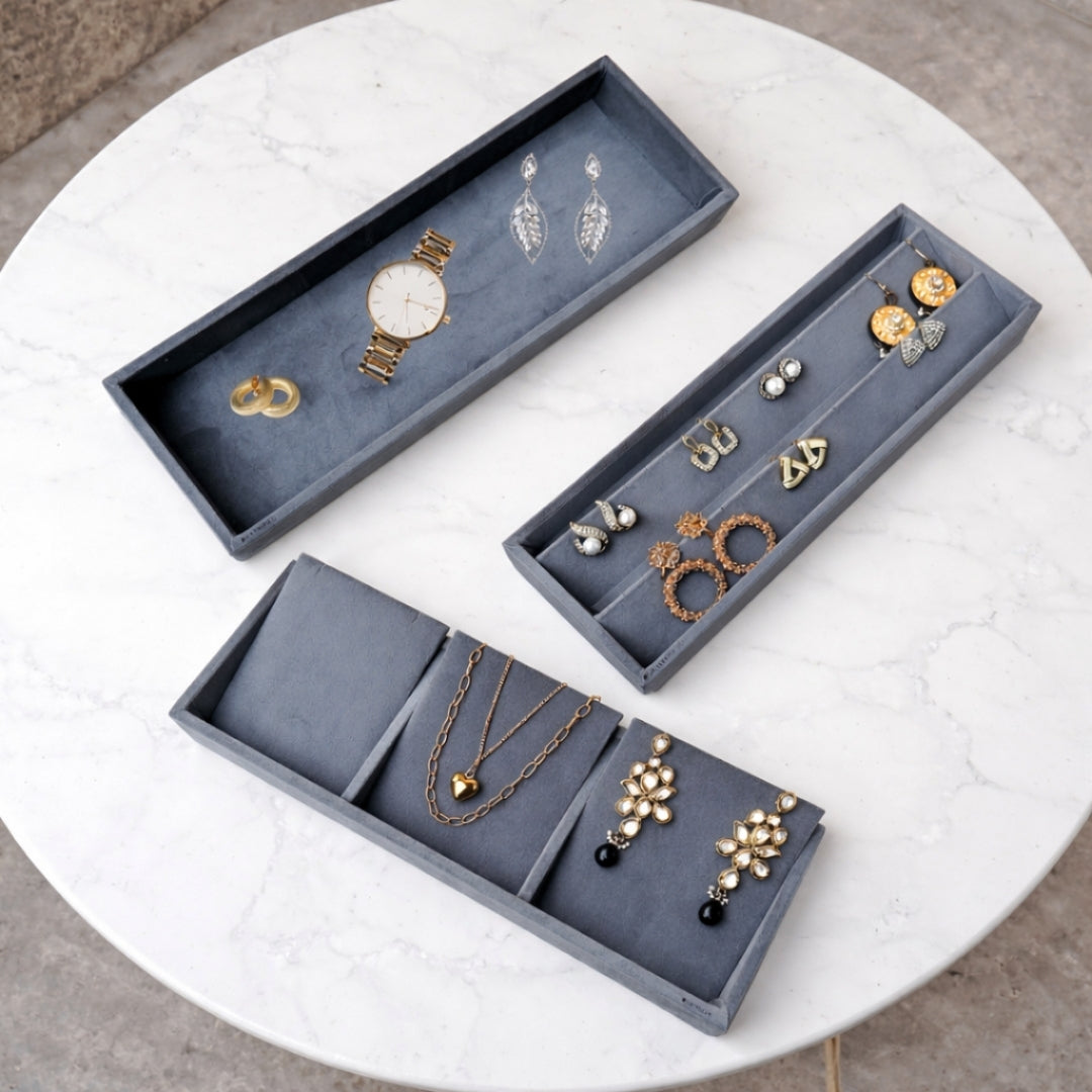 Jewellery Storage Tray Combo (3 Grid Necklace, Earring & Plain Organiser)