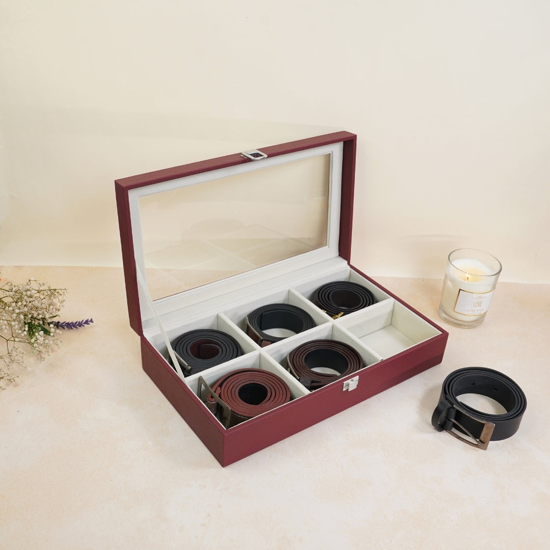 TBT Belt Organiser Box With Glass Top