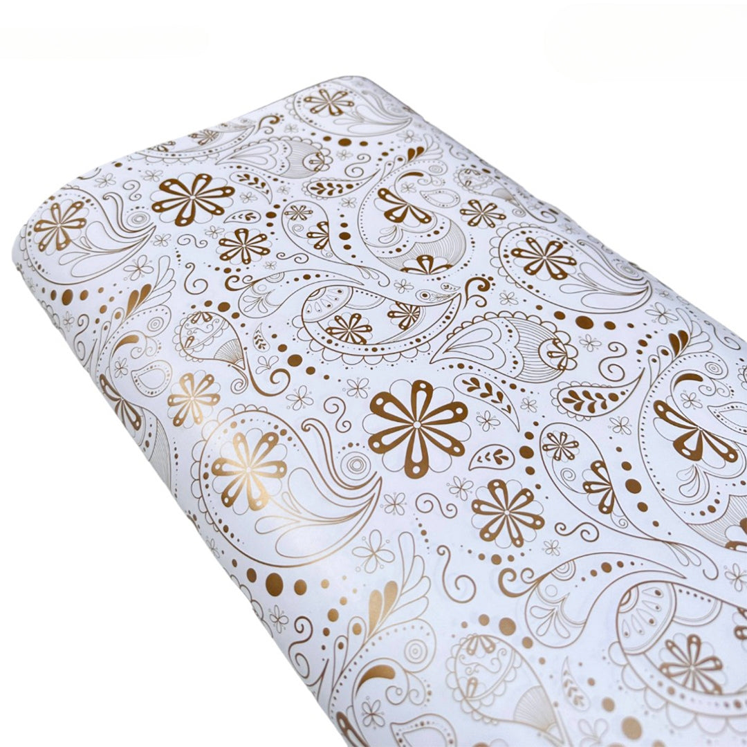 Flower Gold & White Base Packing Paper – Elegant Floral Gift Wrap