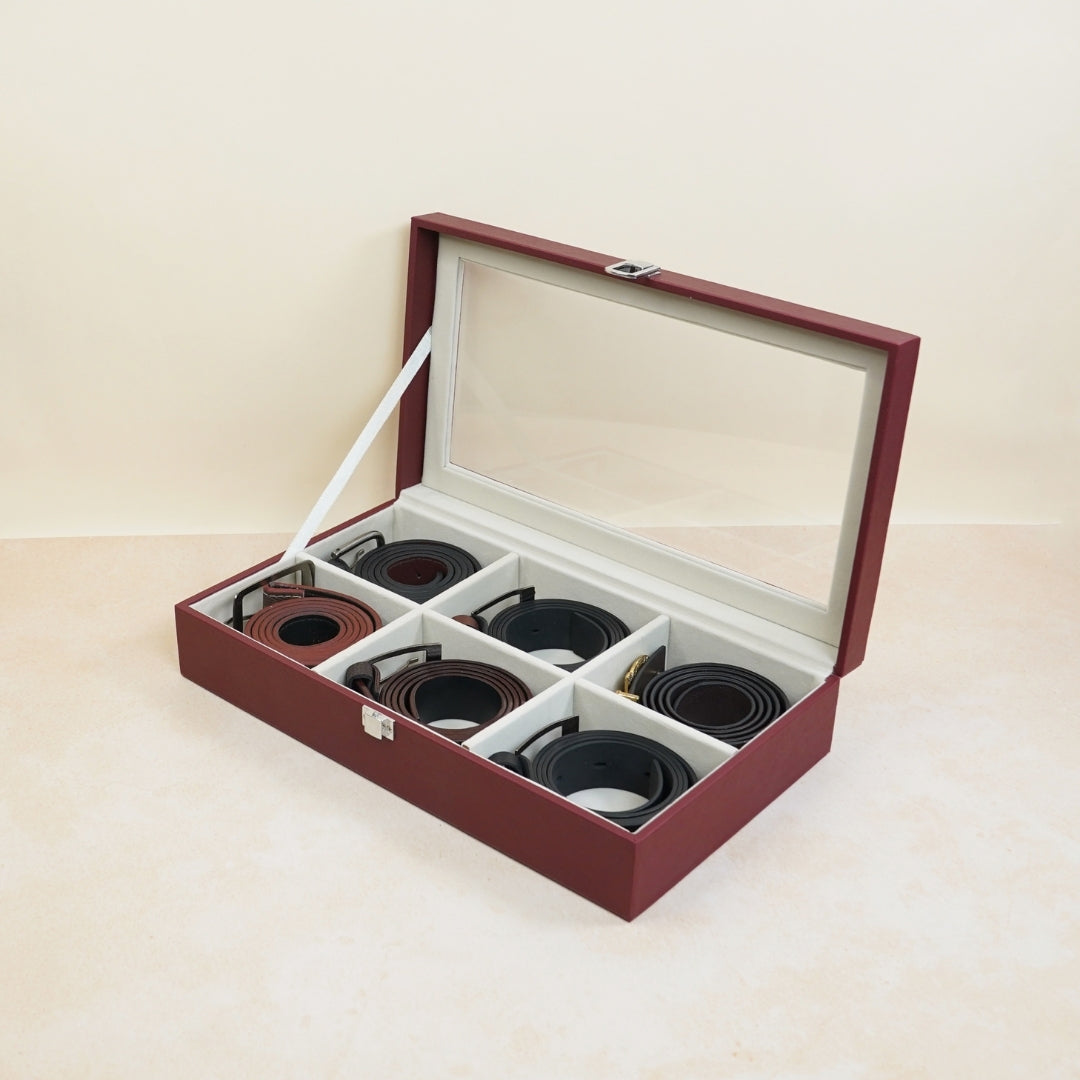 TBT Belt Organiser Box With Glass Top