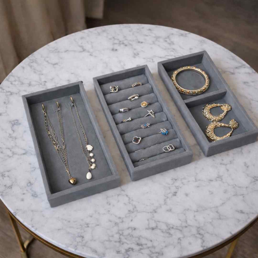 Ring, Chain & 2 Grid Jewellery Tray Organizer