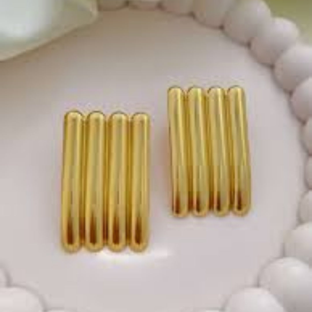 Geometric Gold Bar Statement Earrings – Modern Bold Design by La Trove.