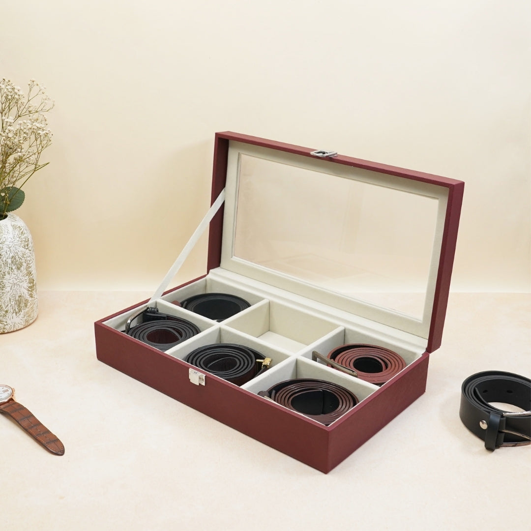 TBT Belt Organiser Box With Glass Top