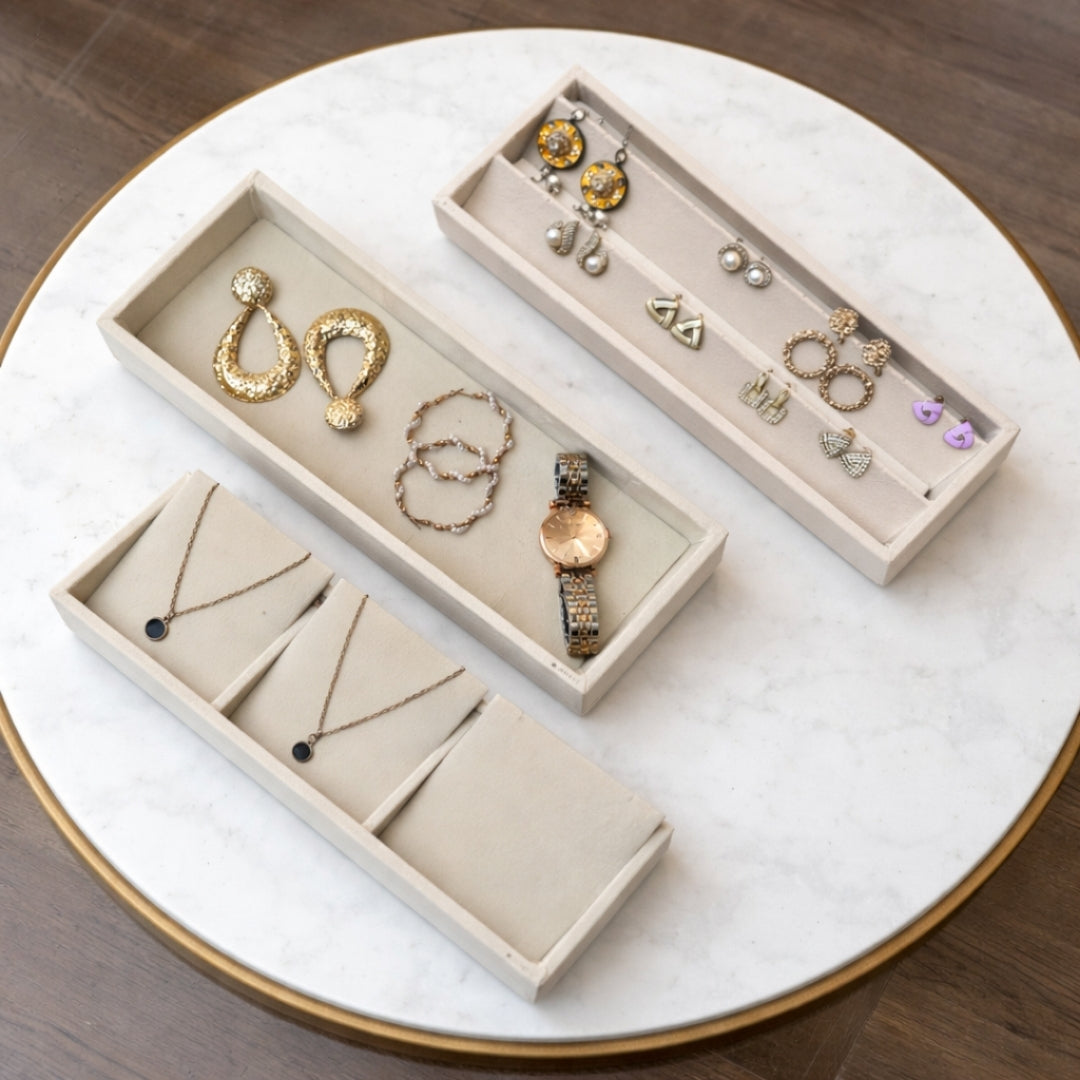 Jewellery Storage Tray Combo (3 Grid Necklace, Earring & Plain Organiser)