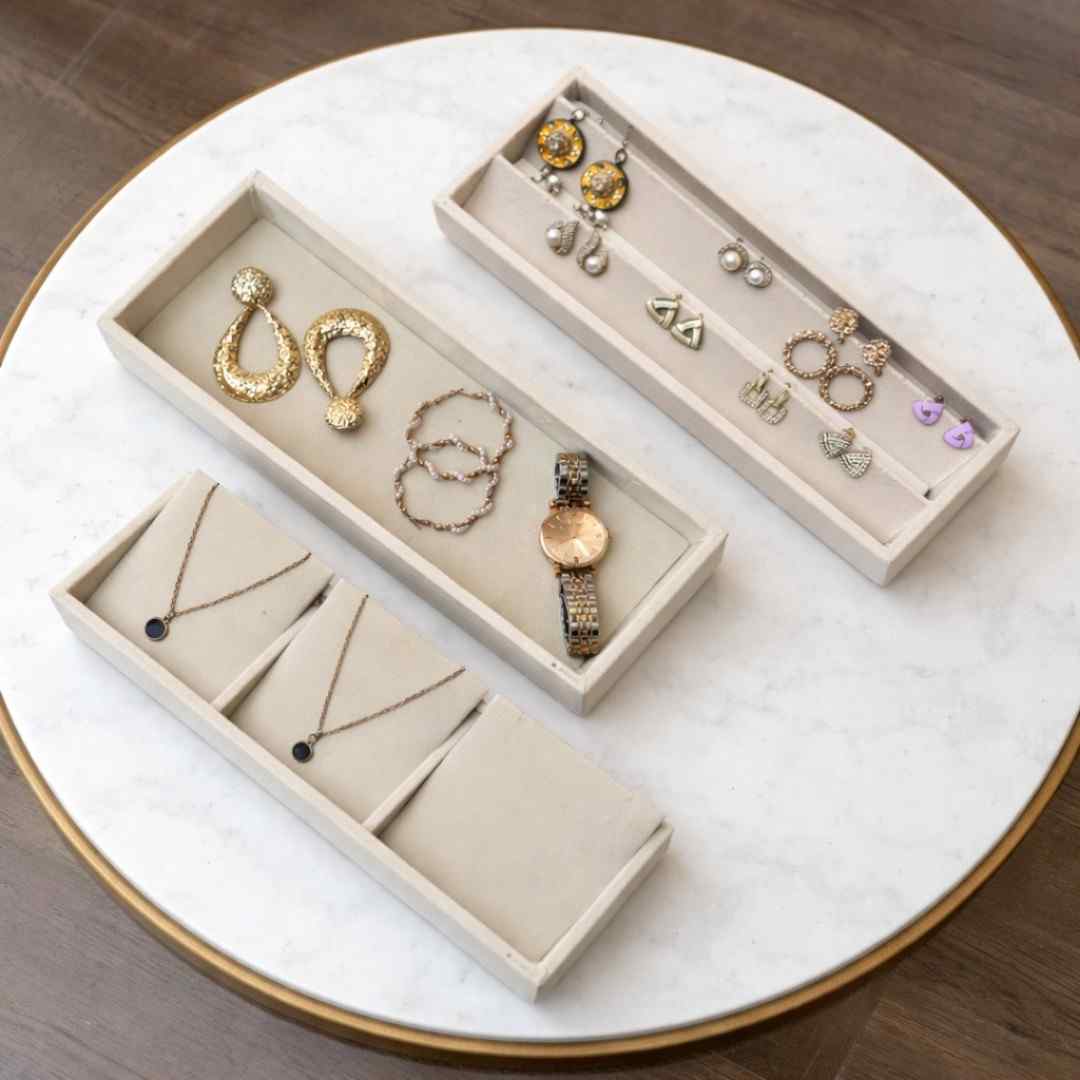 Jewellery Storage Tray Combo (3 Grid Necklace, Earring & Plain Organiser)