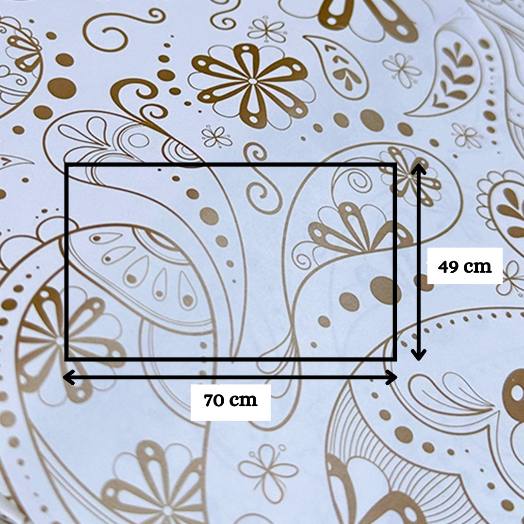 Flower Gold & White Base Packing Paper – Elegant Floral Gift Wrap