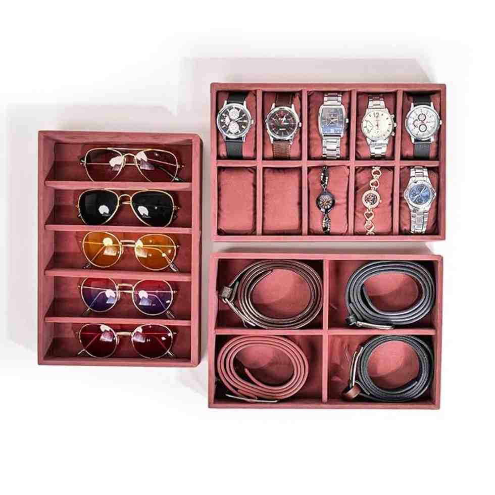 Combo of Watch, Sunglass & Belt Organizer Trays