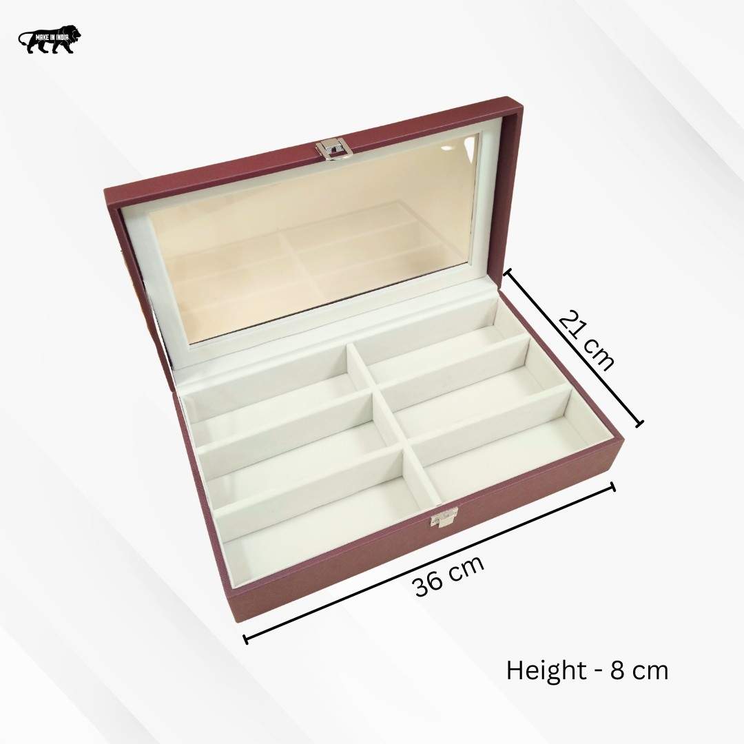 TBT 6-Slot Sunglass Organiser Box with Glass Top