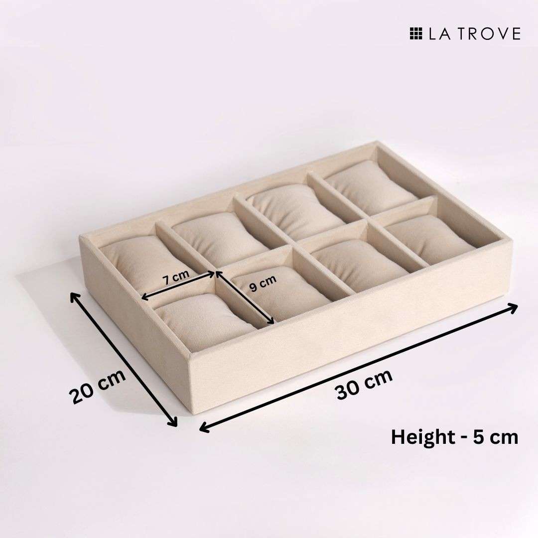 Dimensions of La Trove 8 Slot Velvet Bracelet Tray Organiser for wardrobe drawer jewellery storage