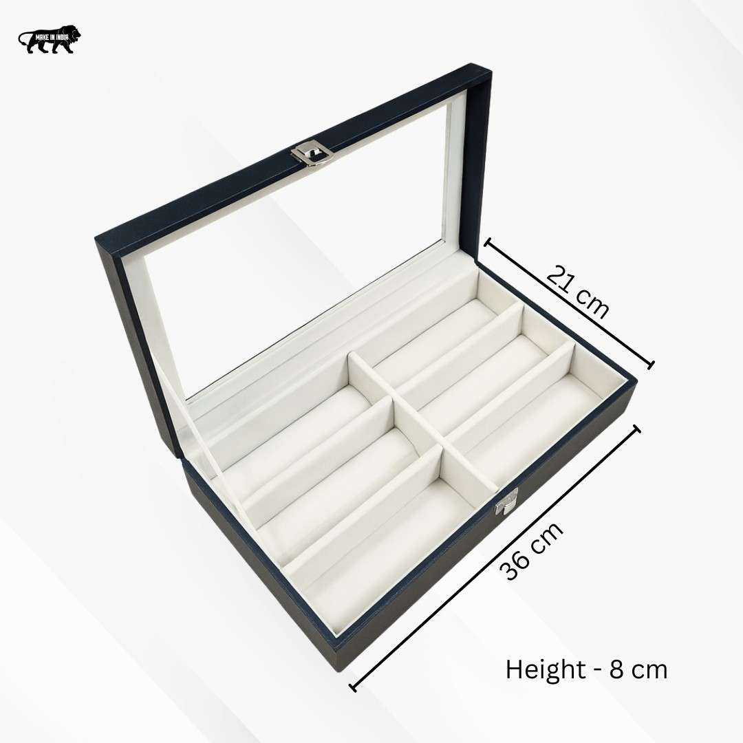 TBT 6-Slot Sunglass Organiser Box with Glass Top