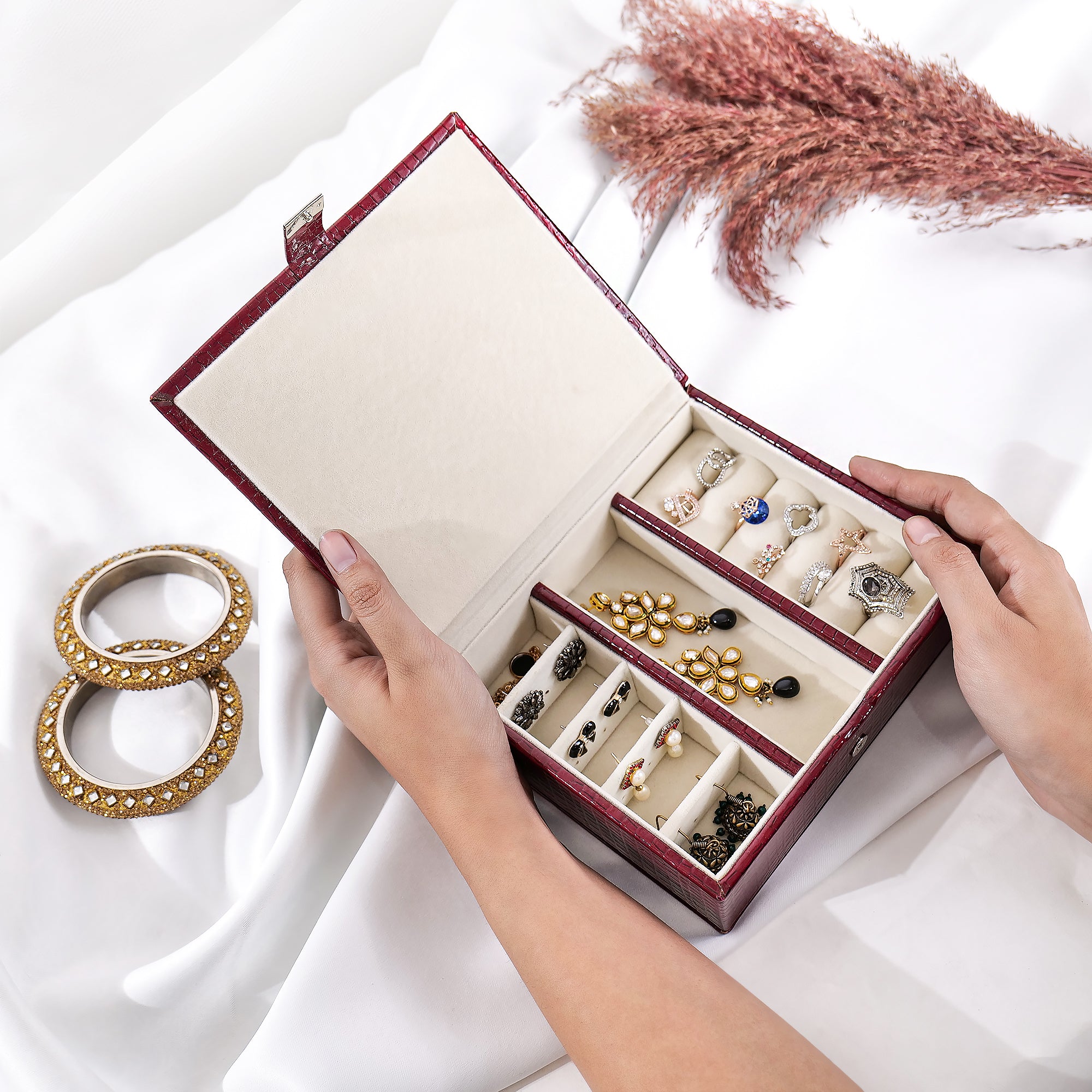 Maroon Luxury Jewellery Box Organizer – Wardrobe Jewellery Box | La Trove.