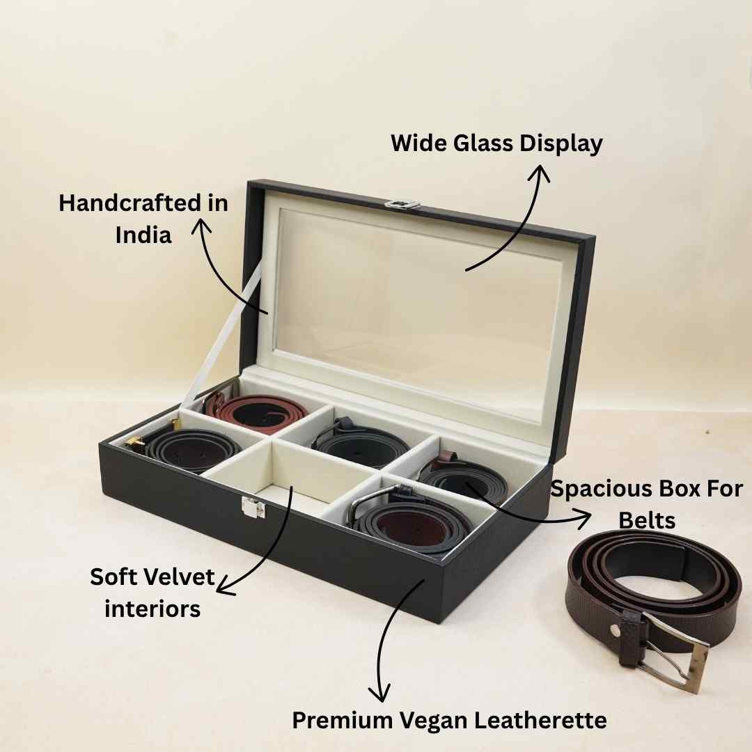 TBT Belt Organiser Box With Glass Top