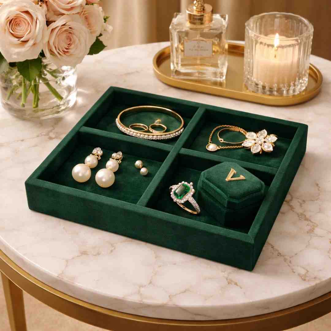 Luxury Small 4 Grids Jewellery Tray