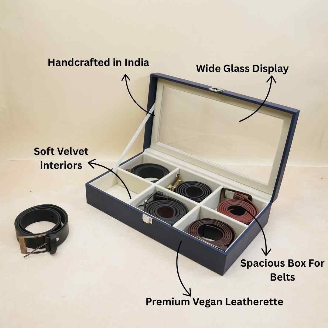 TBT Belt Organiser Box With Glass Top
