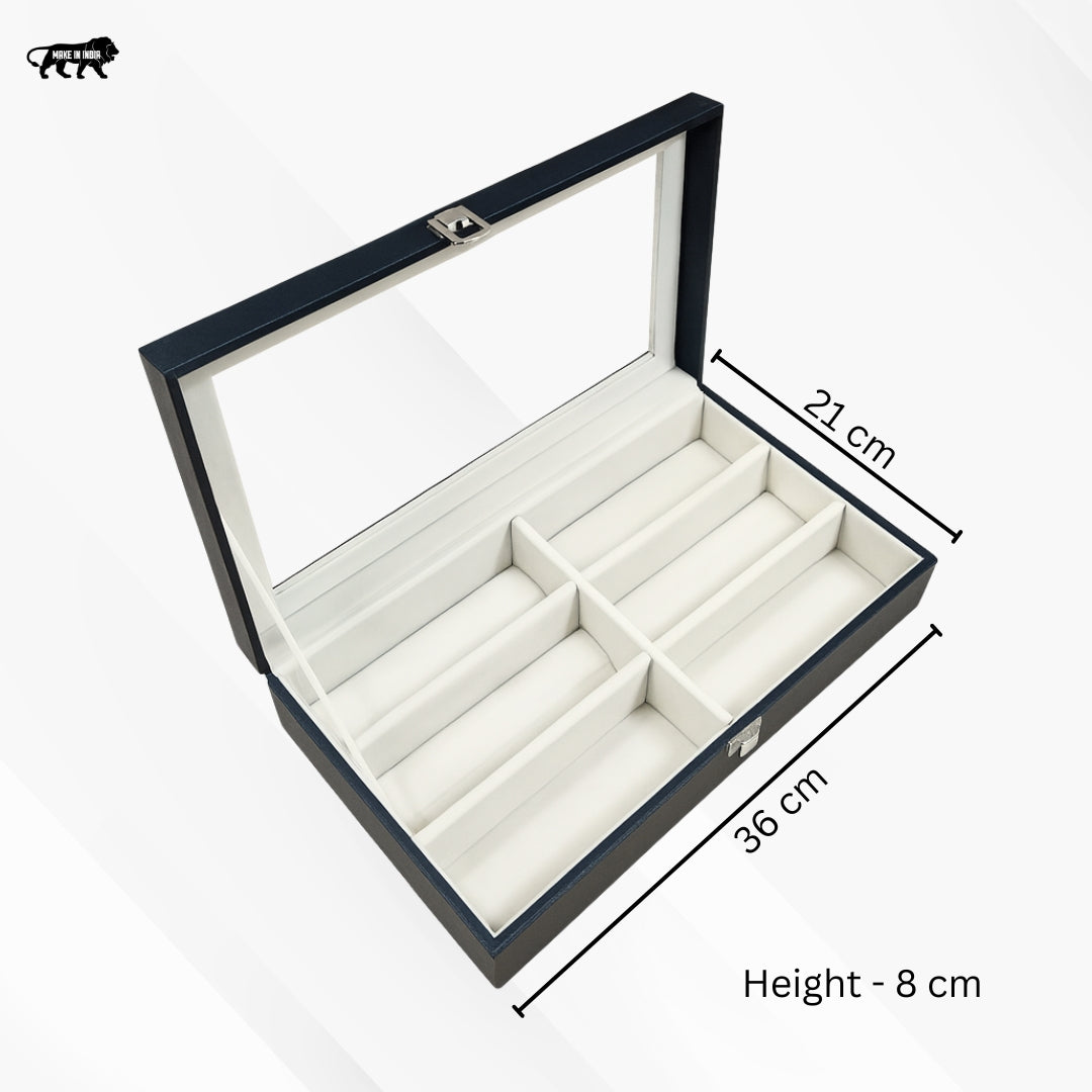 TBT 6-Slot Sunglass Organiser Box with Glass Top