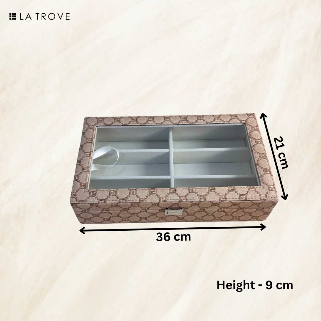Designer 6 Slot Sunglass Organiser Box With Glass Top