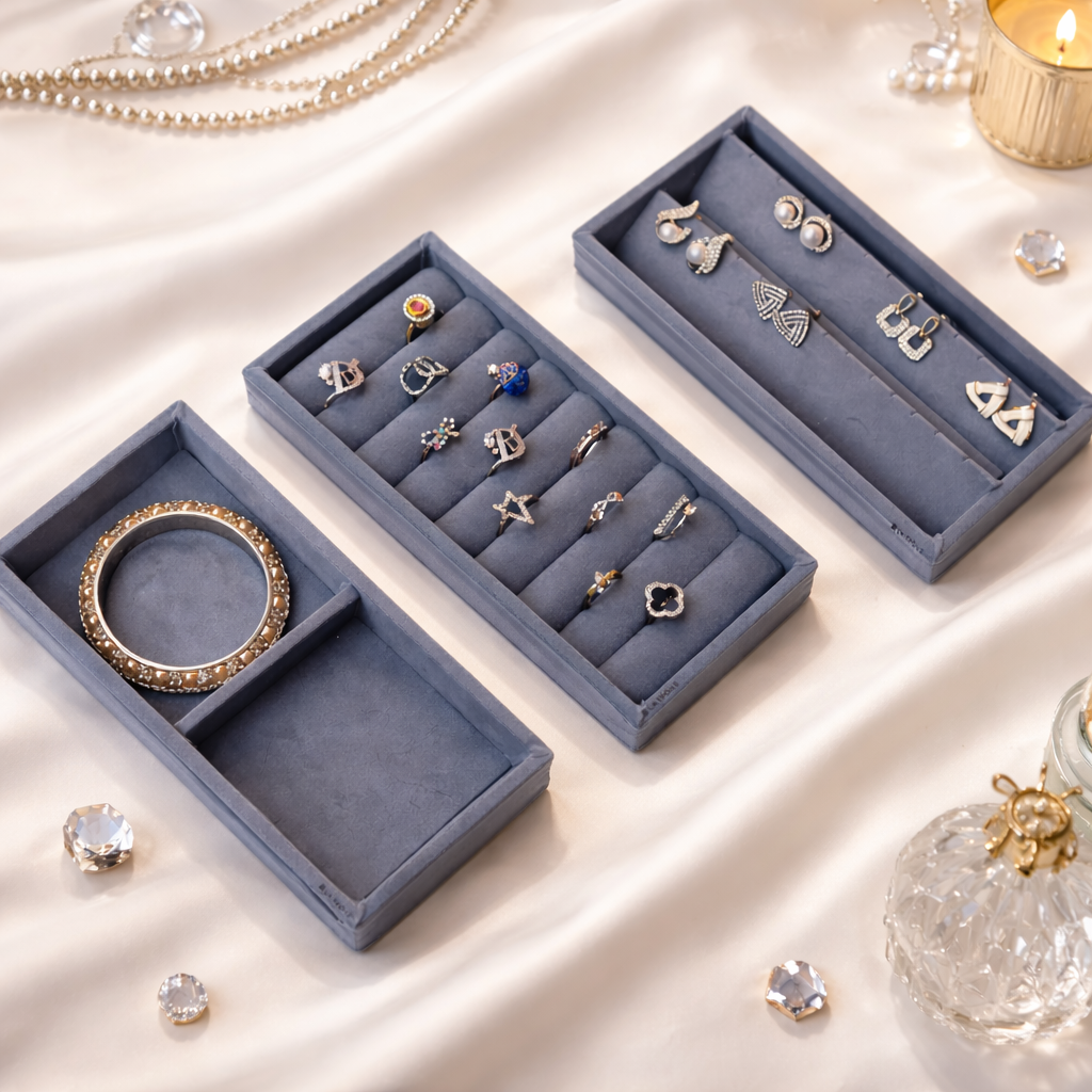 Mini Jewellery Tray Set – Ring, Earring & 2 Grid Organiser