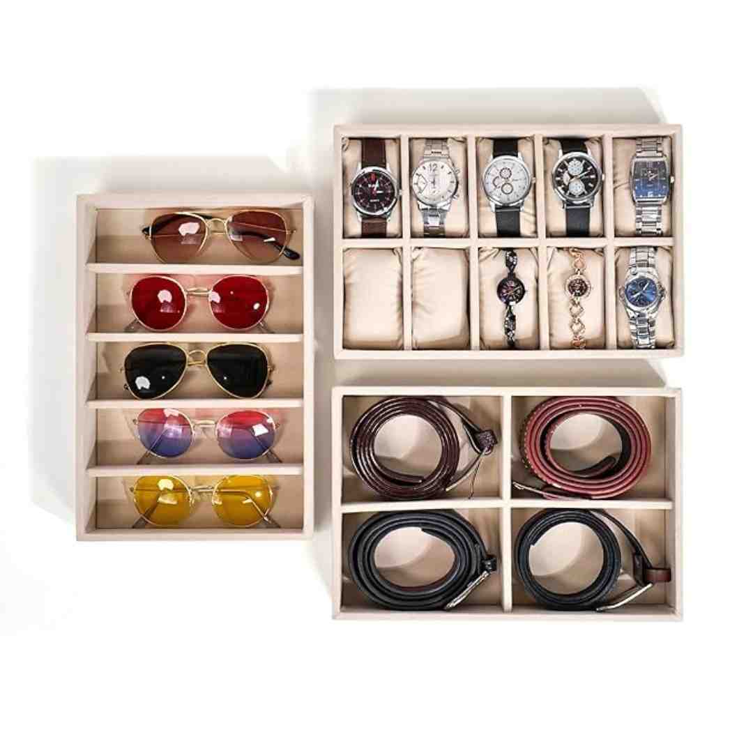 Combo of Watch, Sunglass & Belt Organizer Trays