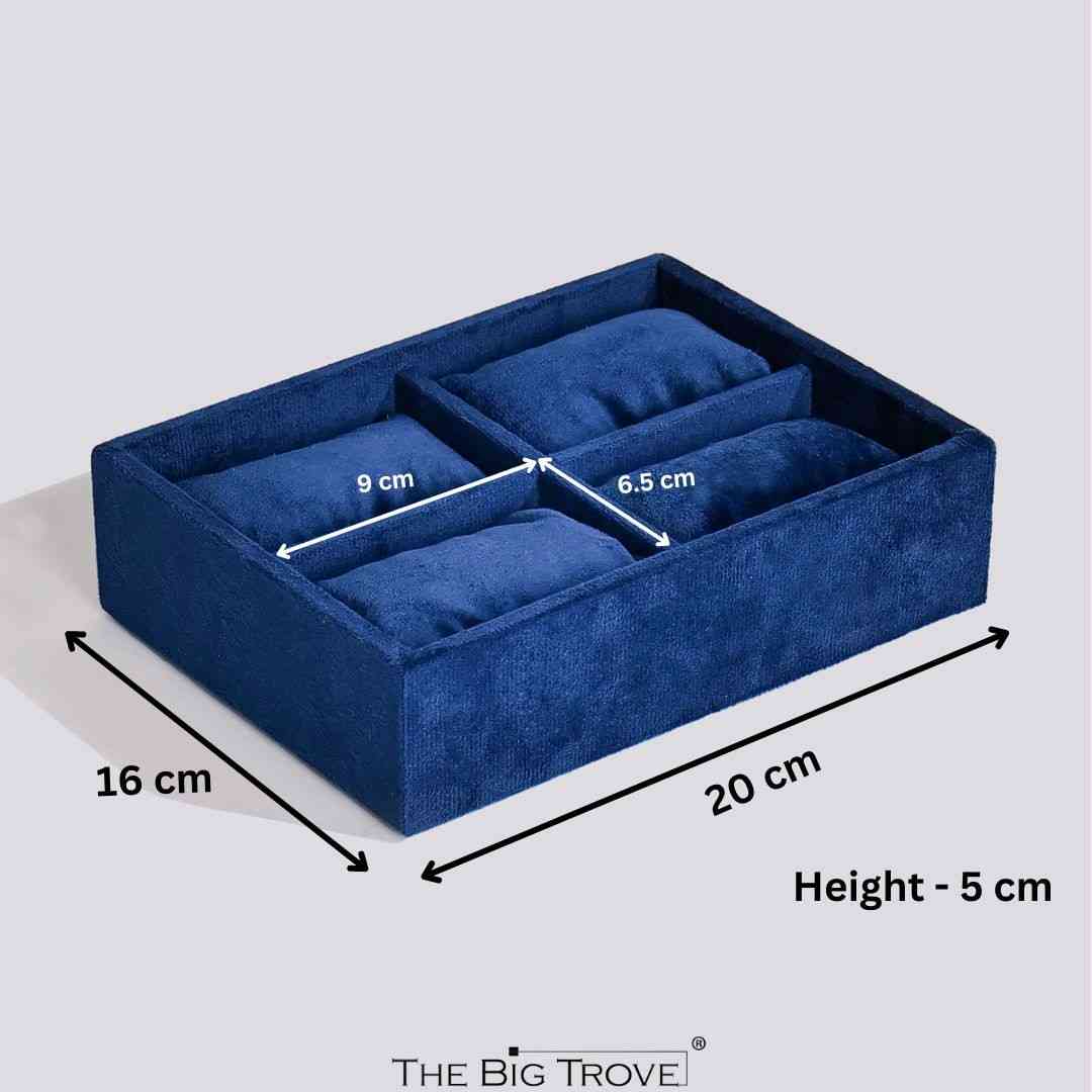 4 Slot Watch Tray Organiser for Drawer & Dresser – Premium Velvet Storage