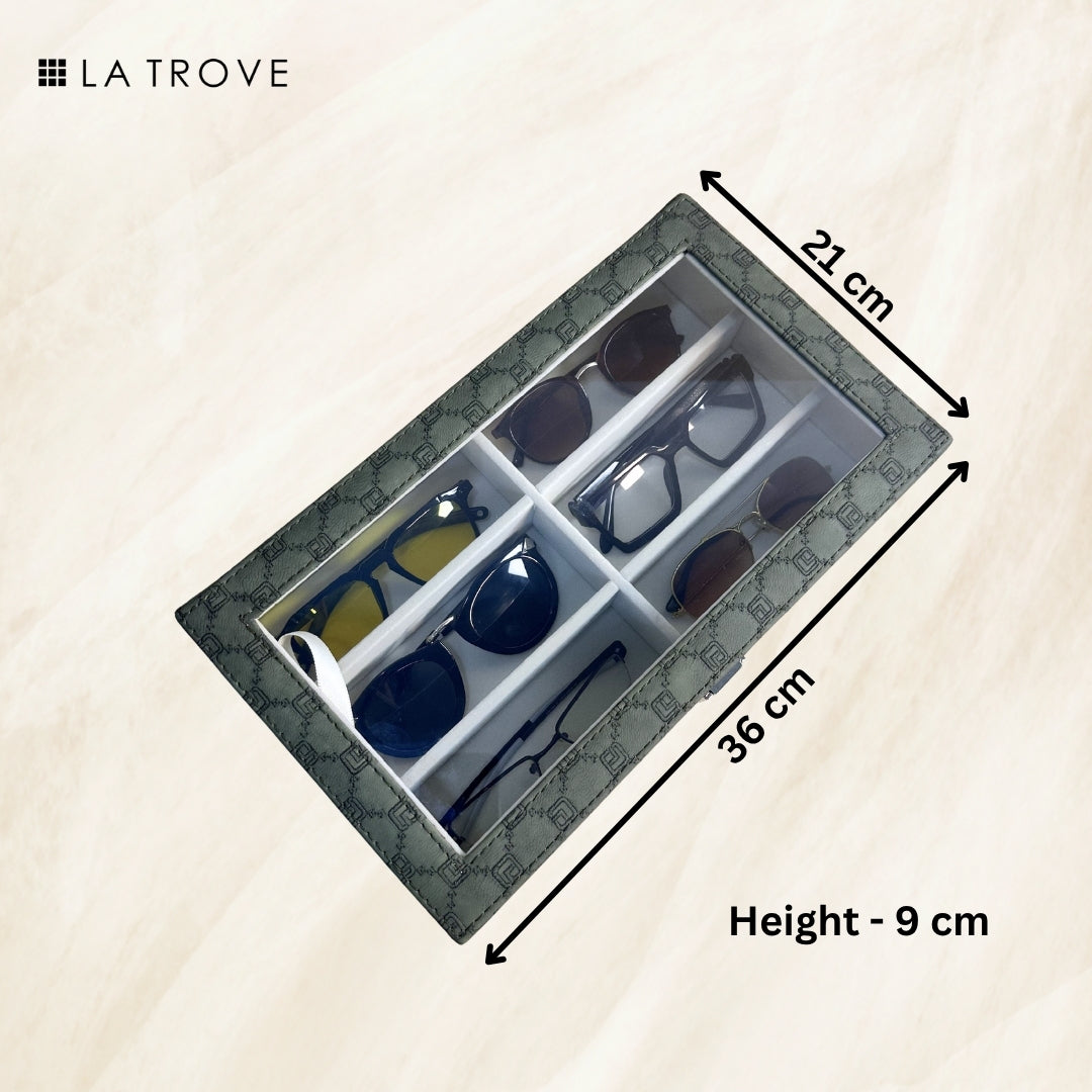 Designer 6 Slot Sunglass Organiser Box With Glass Top