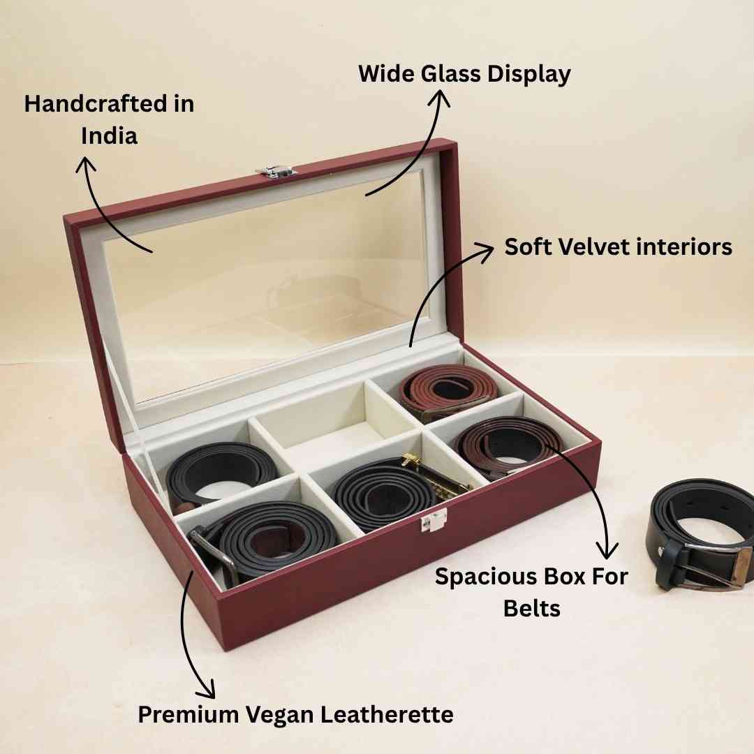 TBT Belt Organiser Box With Glass Top
