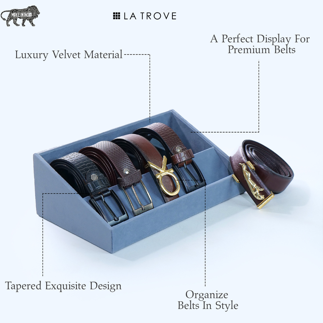 5 Slot Luxury Velvet Belt Tray