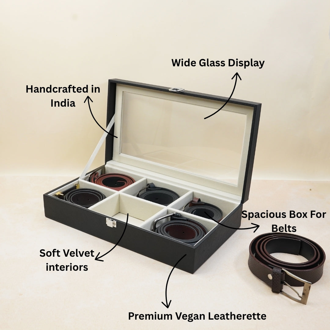 TBT Belt Organiser Box With Glass Top