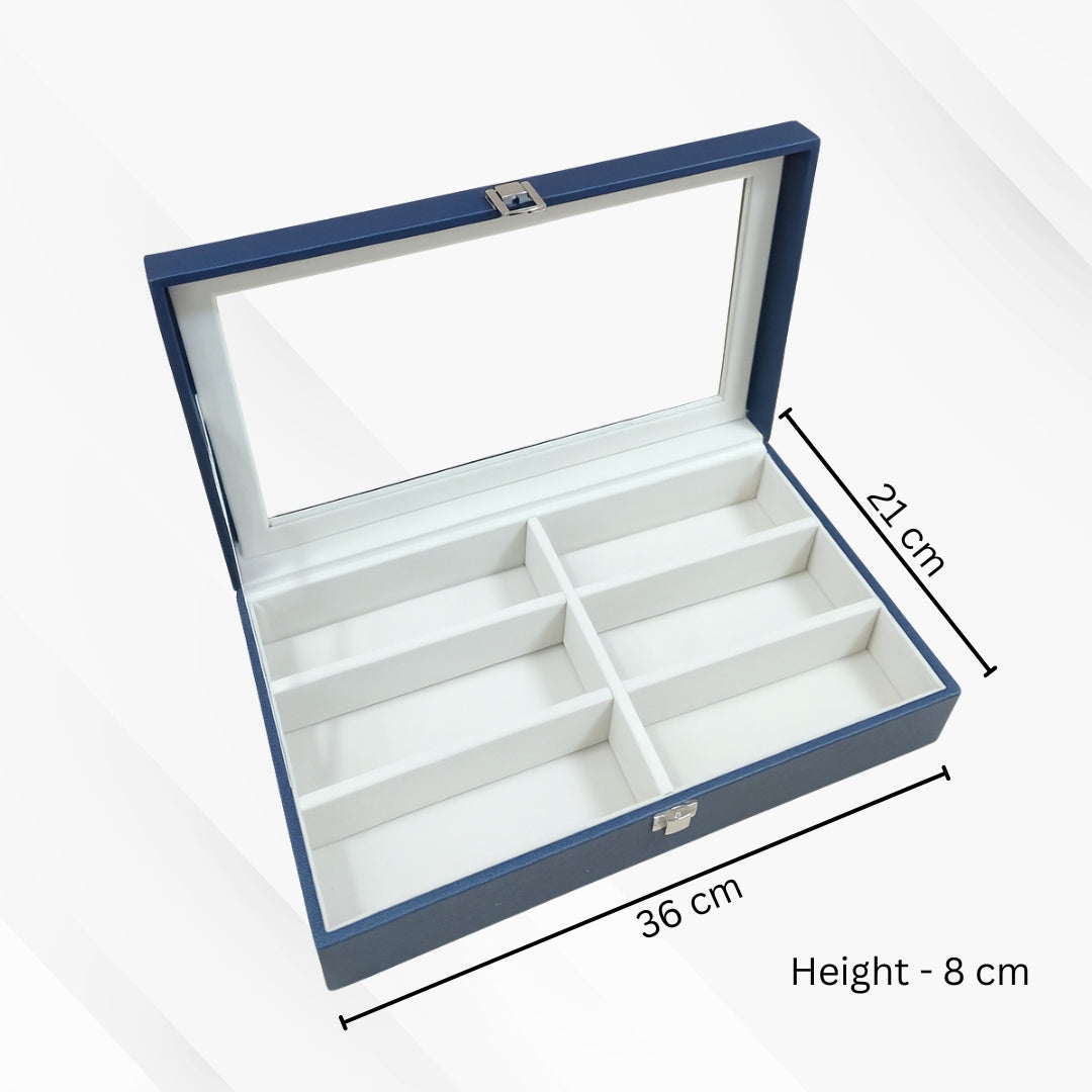 TBT 6-Slot Sunglass Organiser Box with Glass Top