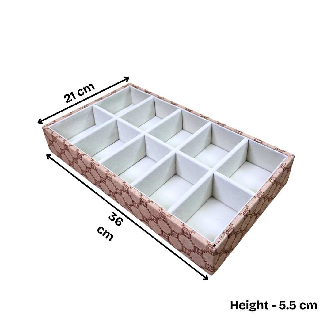 Designer 10-Slot Tie & Pocket Square Organiser Tray