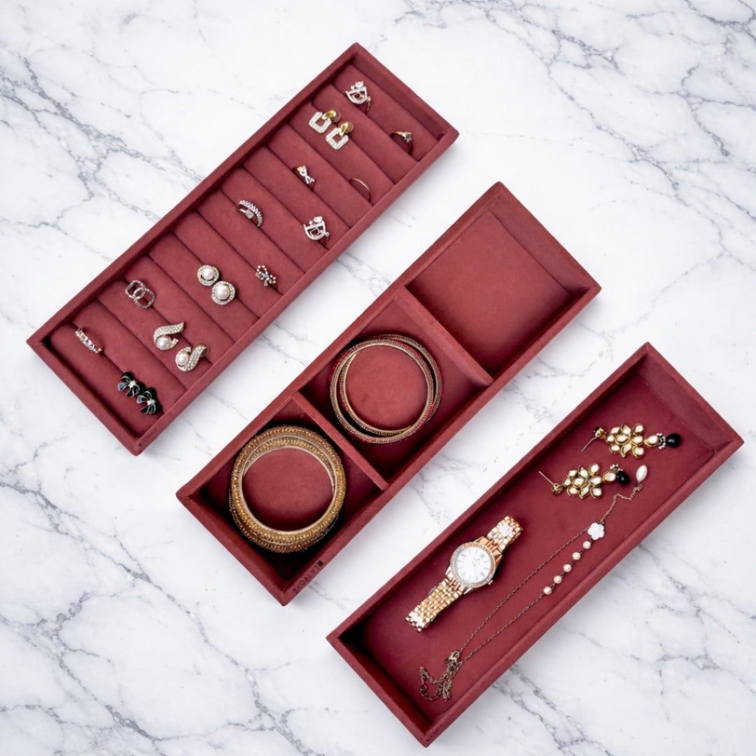 Jewellery Tray Combo – Ring, 3 Grid & Plain Organiser
