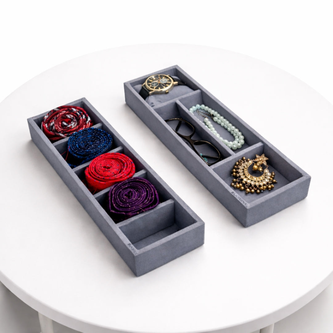 Tie, Sunglass & Watch Organiser Tray – 5 Slot Tie, 2 Sunglass & 2 Watch Storage