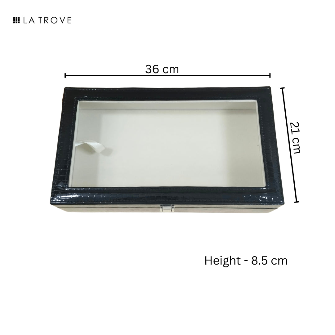 Plain Jewellery & Accessory Organiser Box with Glass Lid