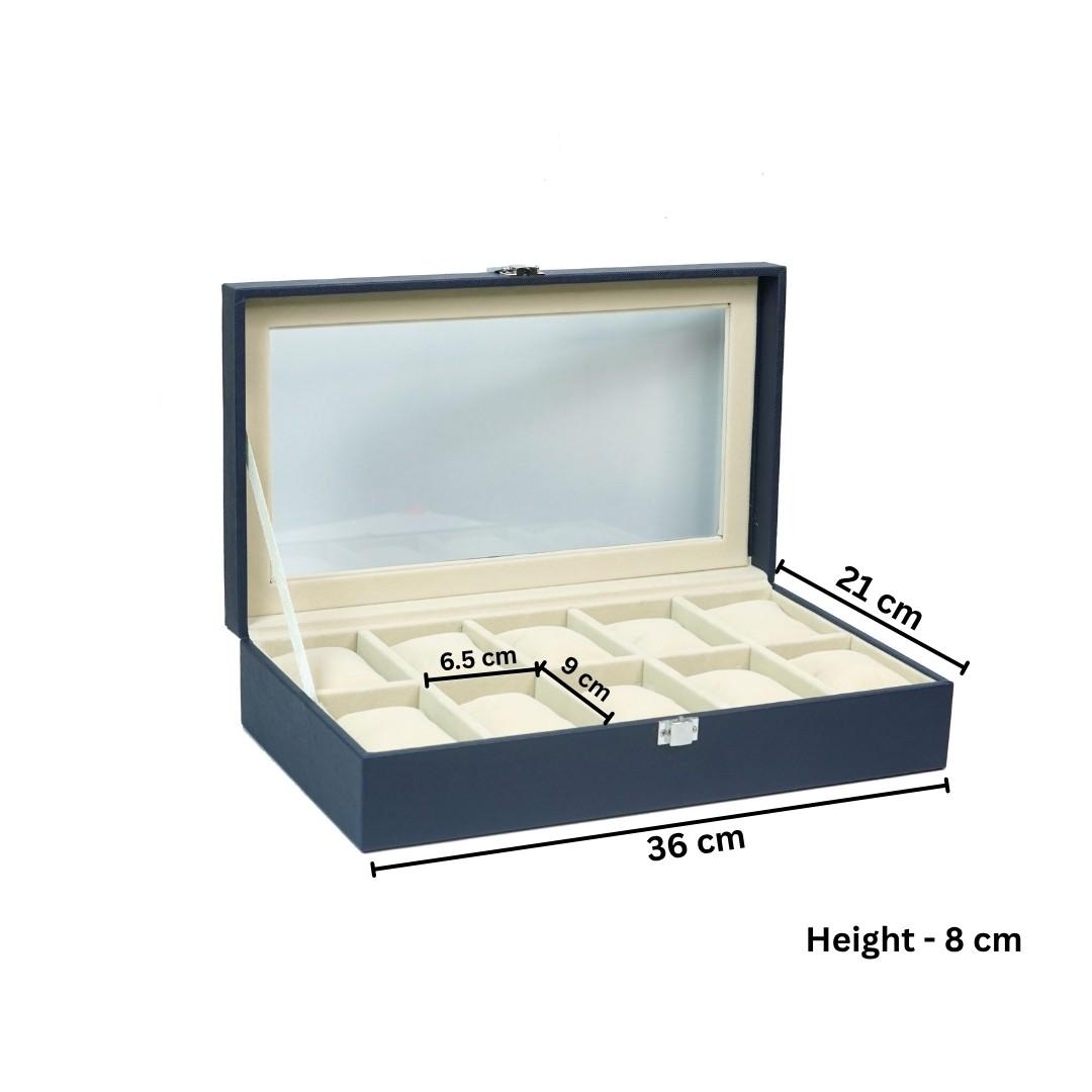 TBT 10 Slot Watch Box With Glass Top