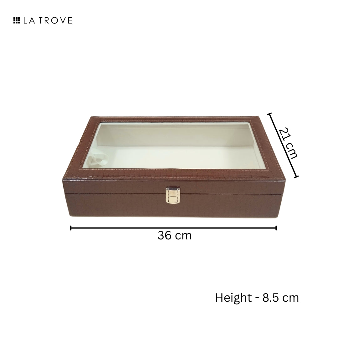 Plain Jewellery & Accessory Organiser Box with Glass Lid