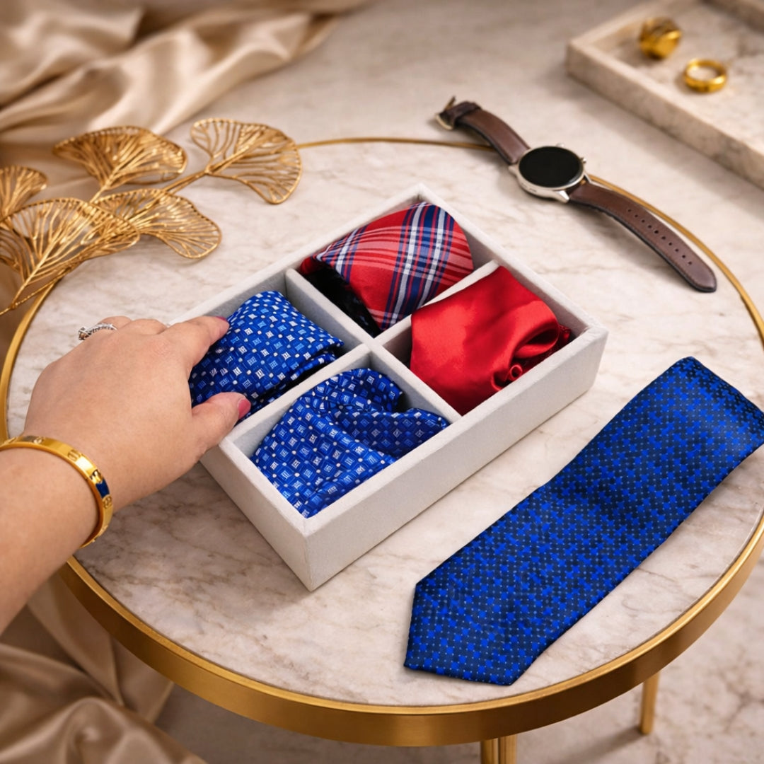 4 Slot Tie & Pocket Square Tray