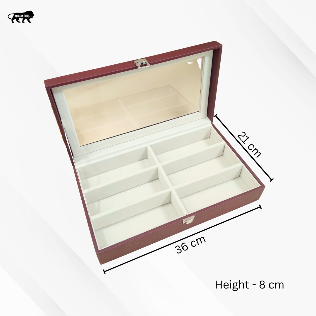 TBT 6-Slot Sunglass Organiser Box with Glass Top