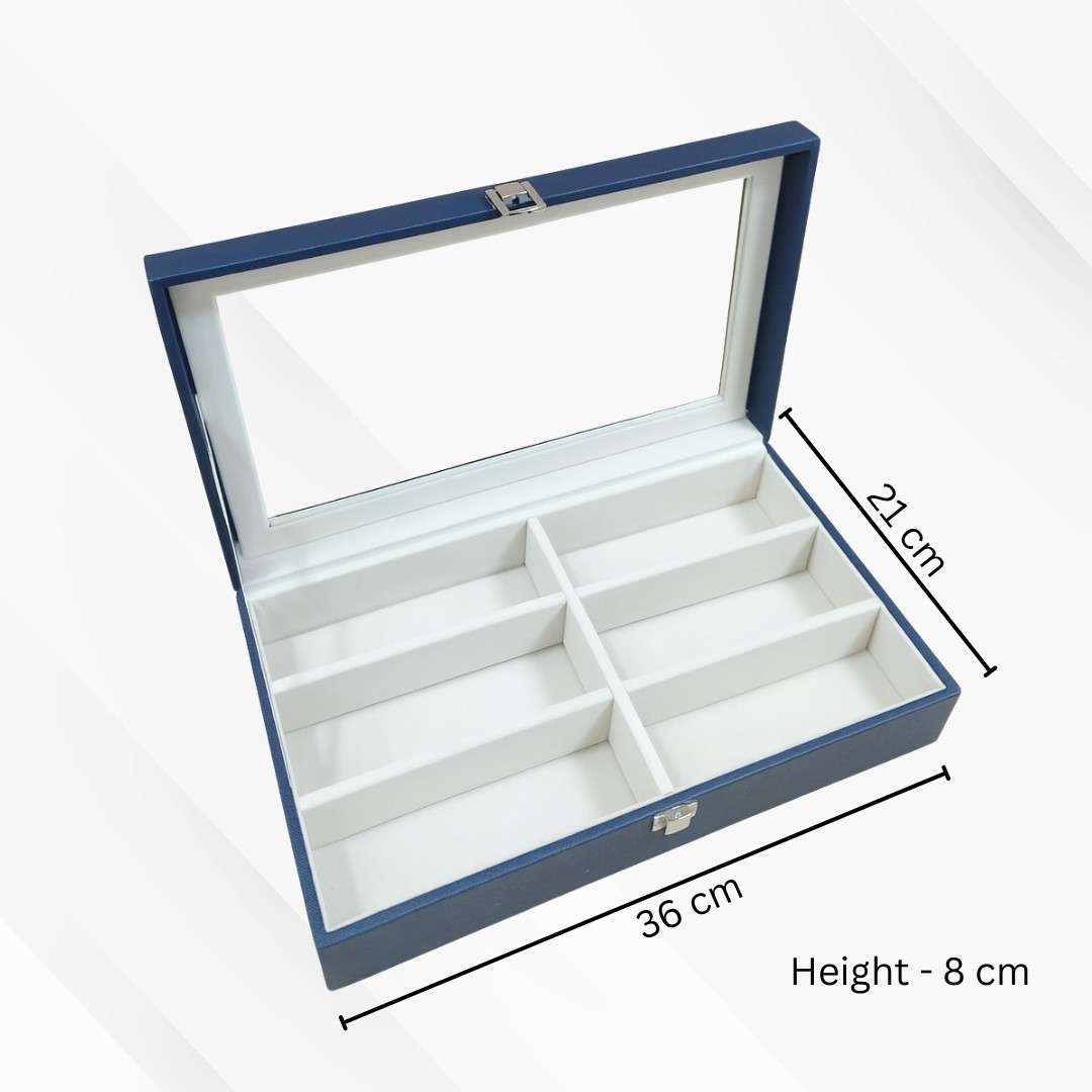 TBT 6-Slot Sunglass Organiser Box with Glass Top