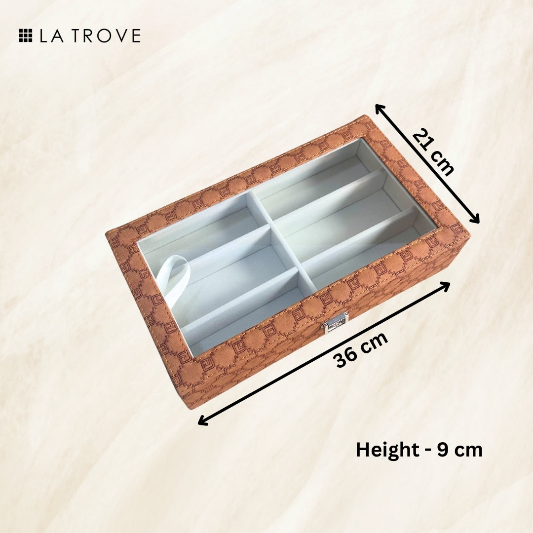 Designer 6 Slot Sunglass Organiser Box With Glass Top