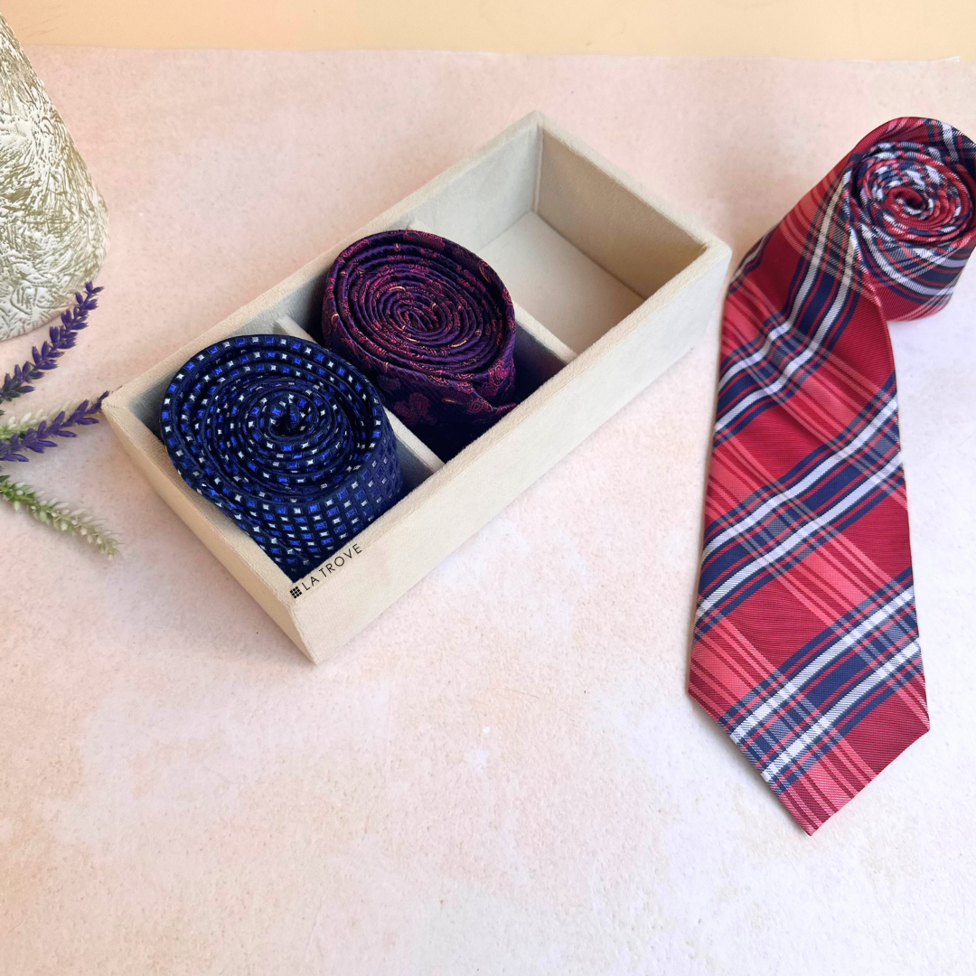 3 Slot Mini Tie & Pocket Square Tray