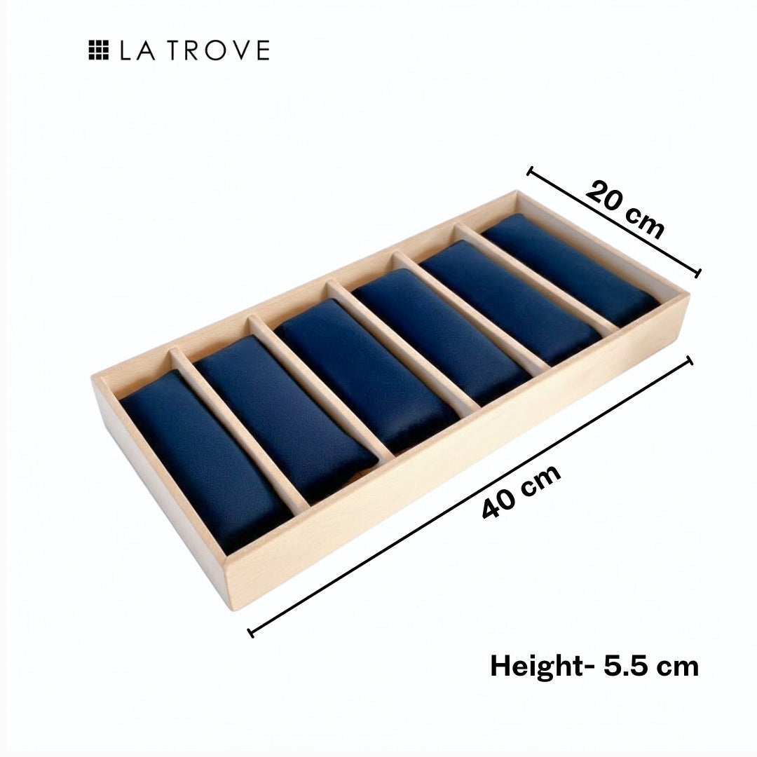 6 Slot Velvet Bracelet Organiser Tray with Pillow Cushions