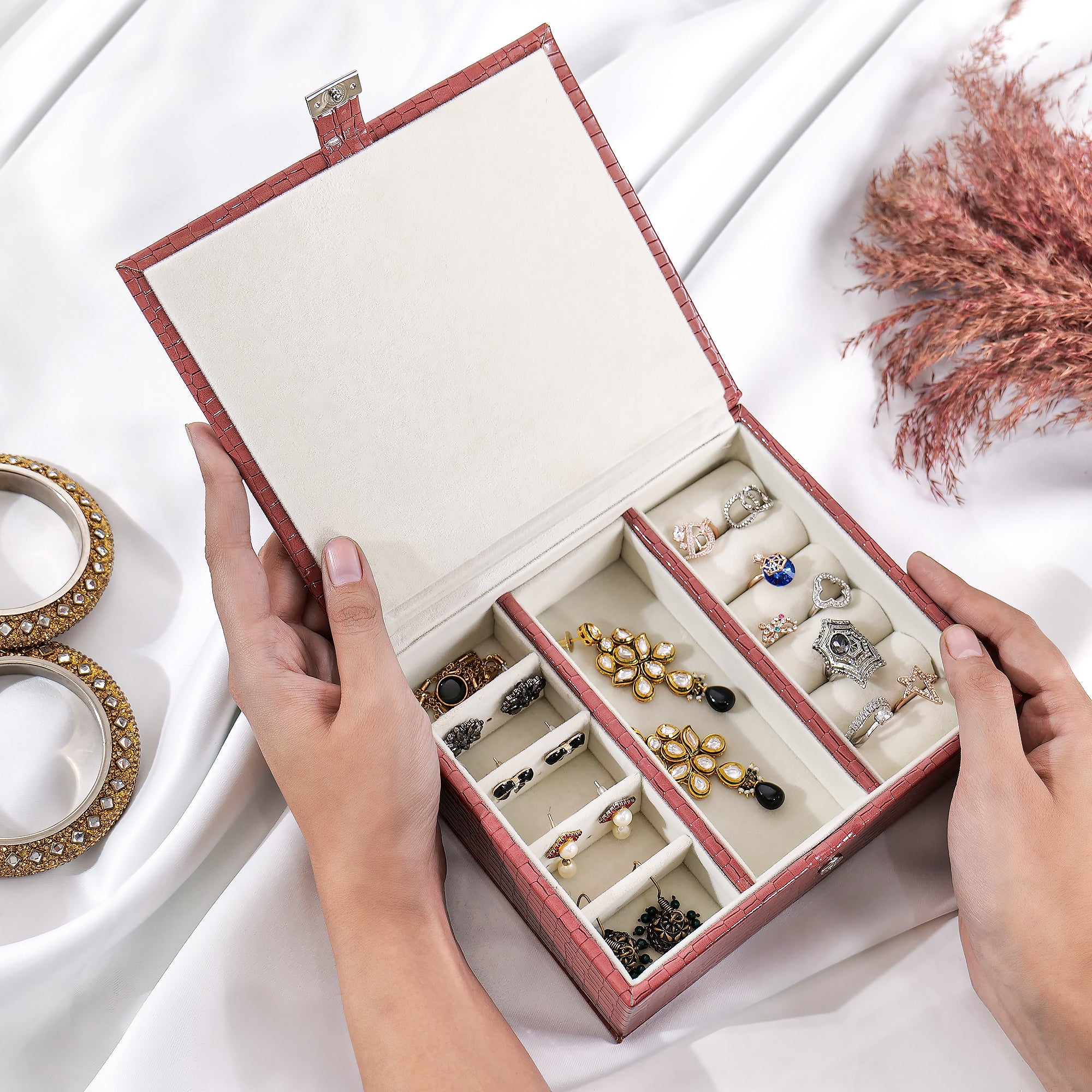 Pink Luxury Jewellery Box Organizer – Stylish Organizer Box | La Trove.