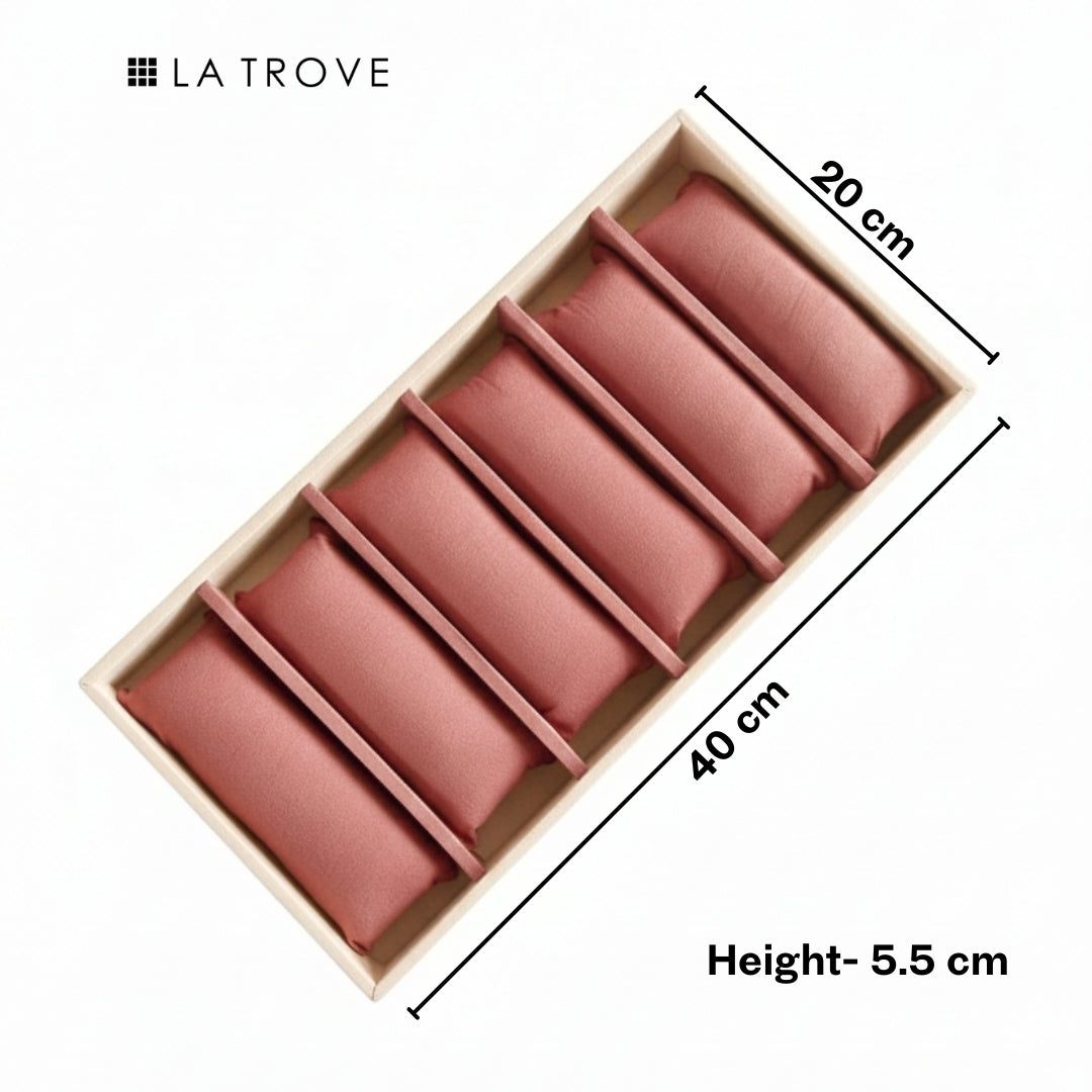 6 Slot Velvet Bracelet Organiser Tray with Pillow Cushions
